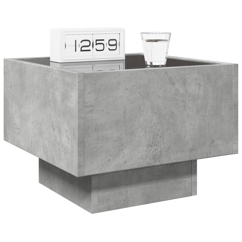 Table de chevet avec LED infini gris béton 40x40x30 cm - XIOS