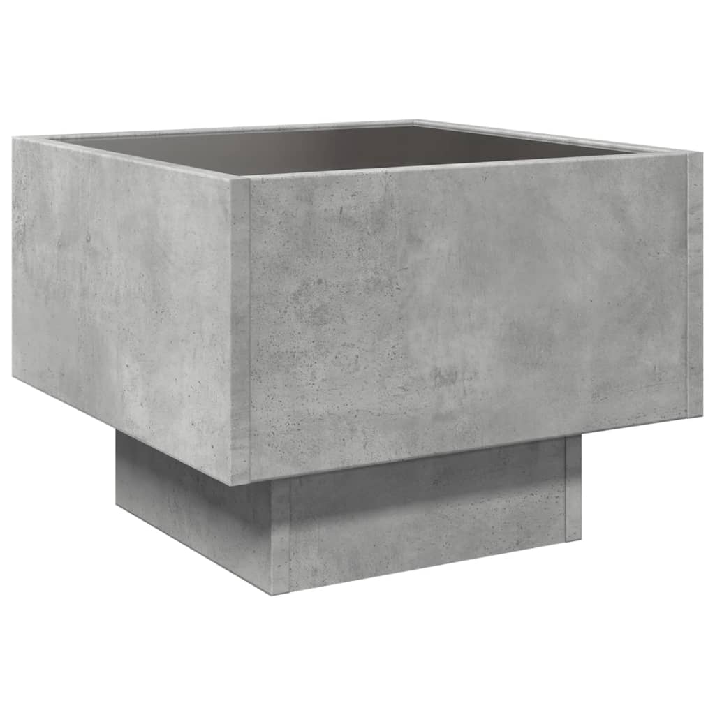 Table de chevet avec LED infini gris béton 40x40x30 cm - XIOS