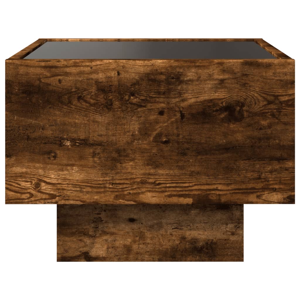 Table de chevet avec LED infini chêne fumé 40x40x30 cm - XIOS