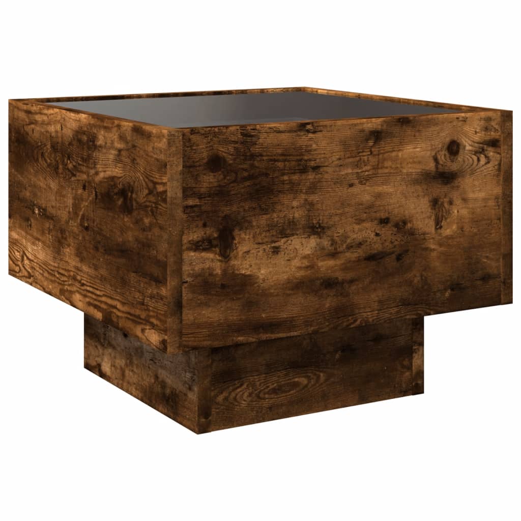 Table de chevet avec LED infini chêne fumé 40x40x30 cm - XIOS