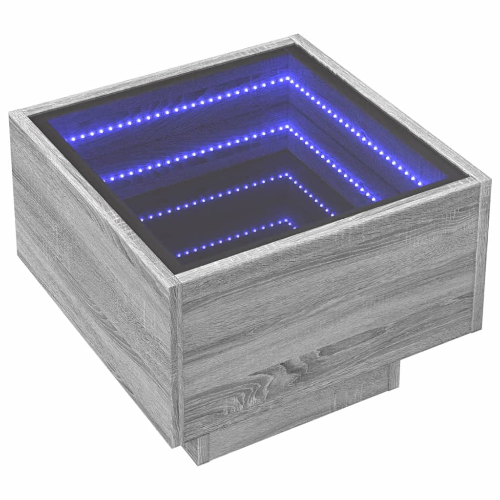 Table de chevet avec LED infini sonoma gris 40x40x30 cm - XIOS