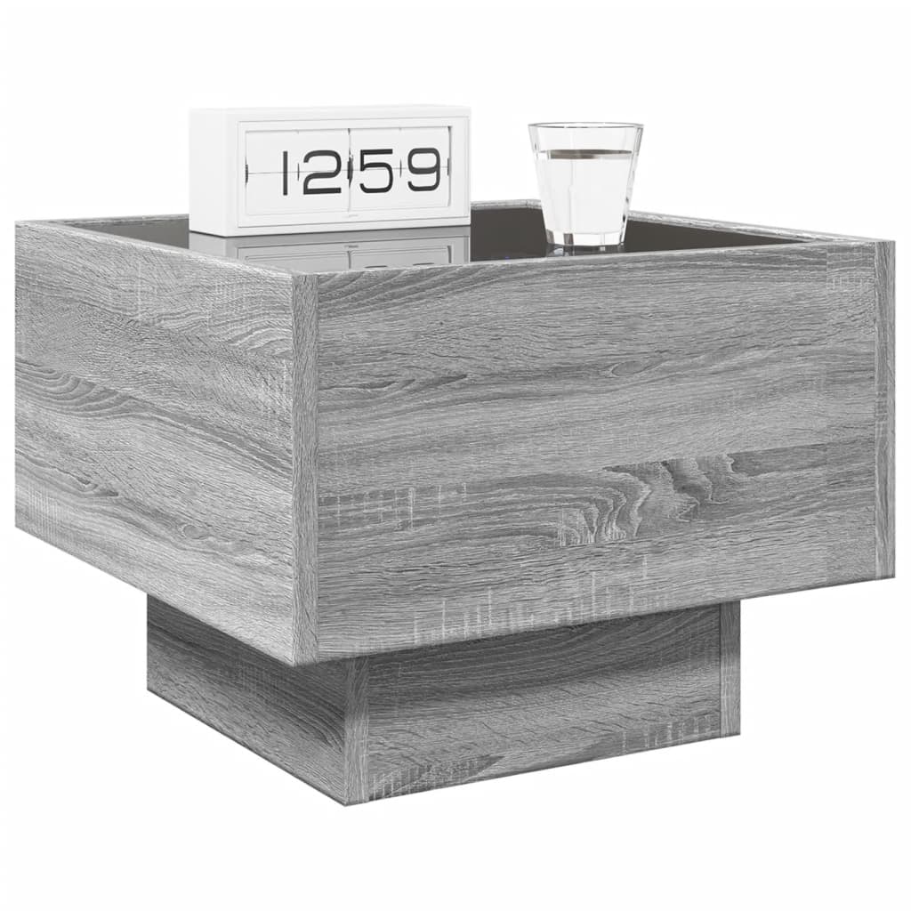 Table de chevet avec LED infini sonoma gris 40x40x30 cm - XIOS