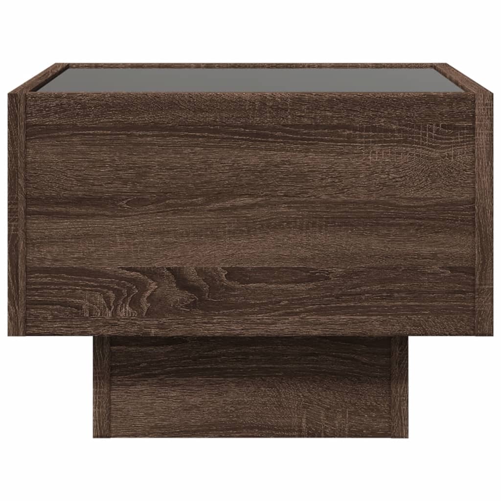 Table de chevet avec LED infini chêne marron 40x40x30 cm - XIOS