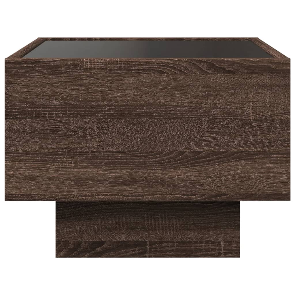 Table de chevet avec LED infini chêne marron 40x40x30 cm - XIOS
