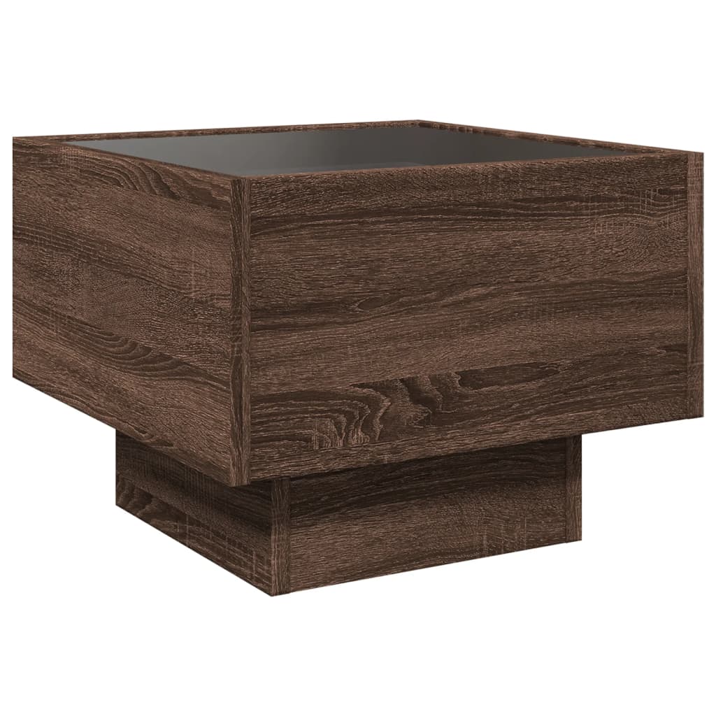 Table de chevet avec LED infini chêne marron 40x40x30 cm - XIOS