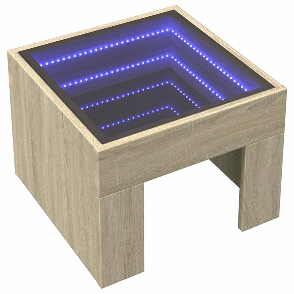 Table de chevet avec LED infini chêne sonoma 40x40x30 cm - XIOS