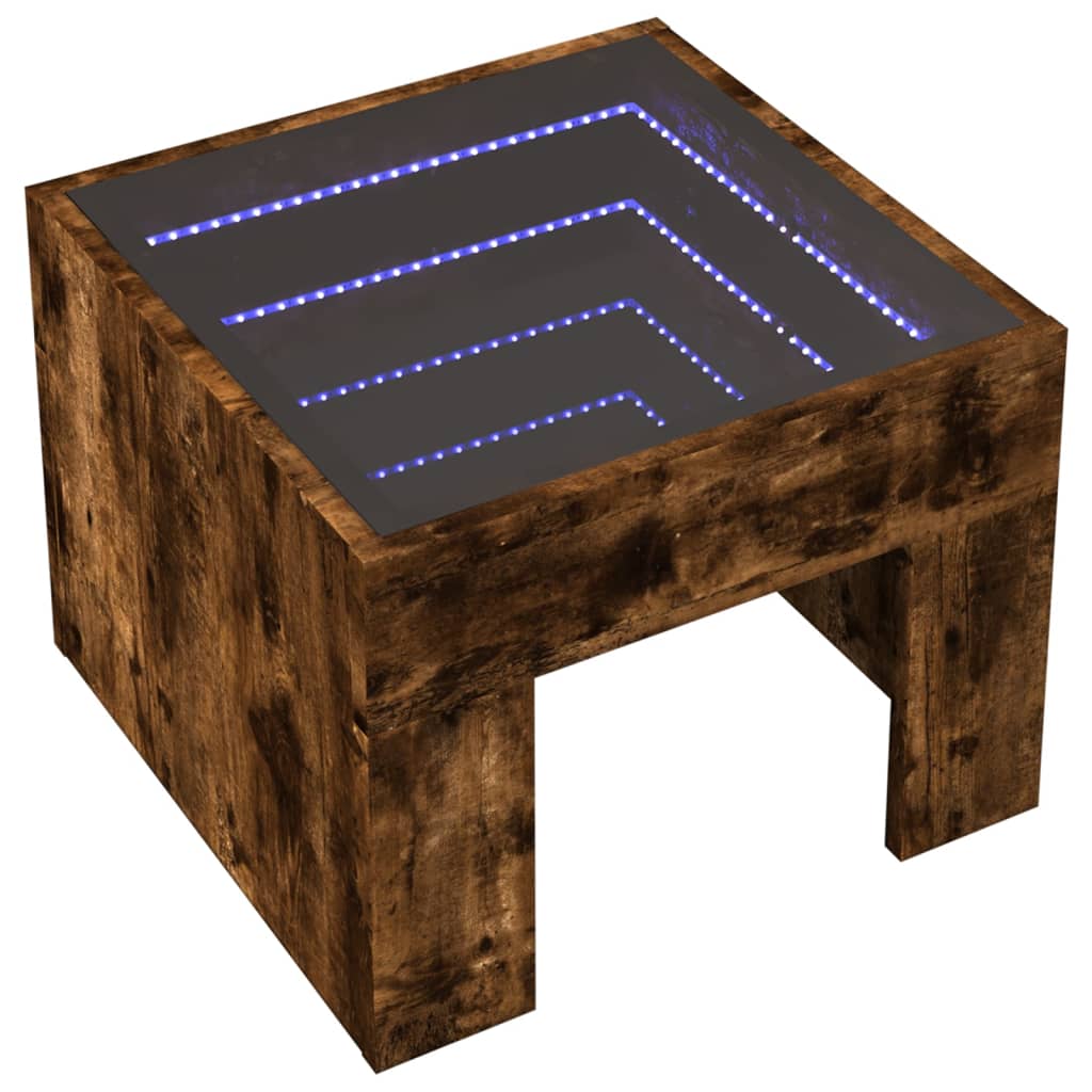 Table de chevet avec LED infini chêne fumé 40x40x30 cm - XIOS