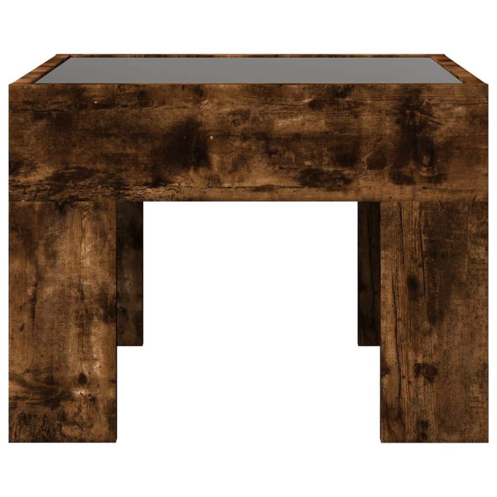 Table de chevet avec LED infini chêne fumé 40x40x30 cm - XIOS