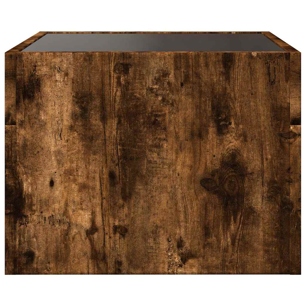 Table de chevet avec LED infini chêne fumé 40x40x30 cm - XIOS