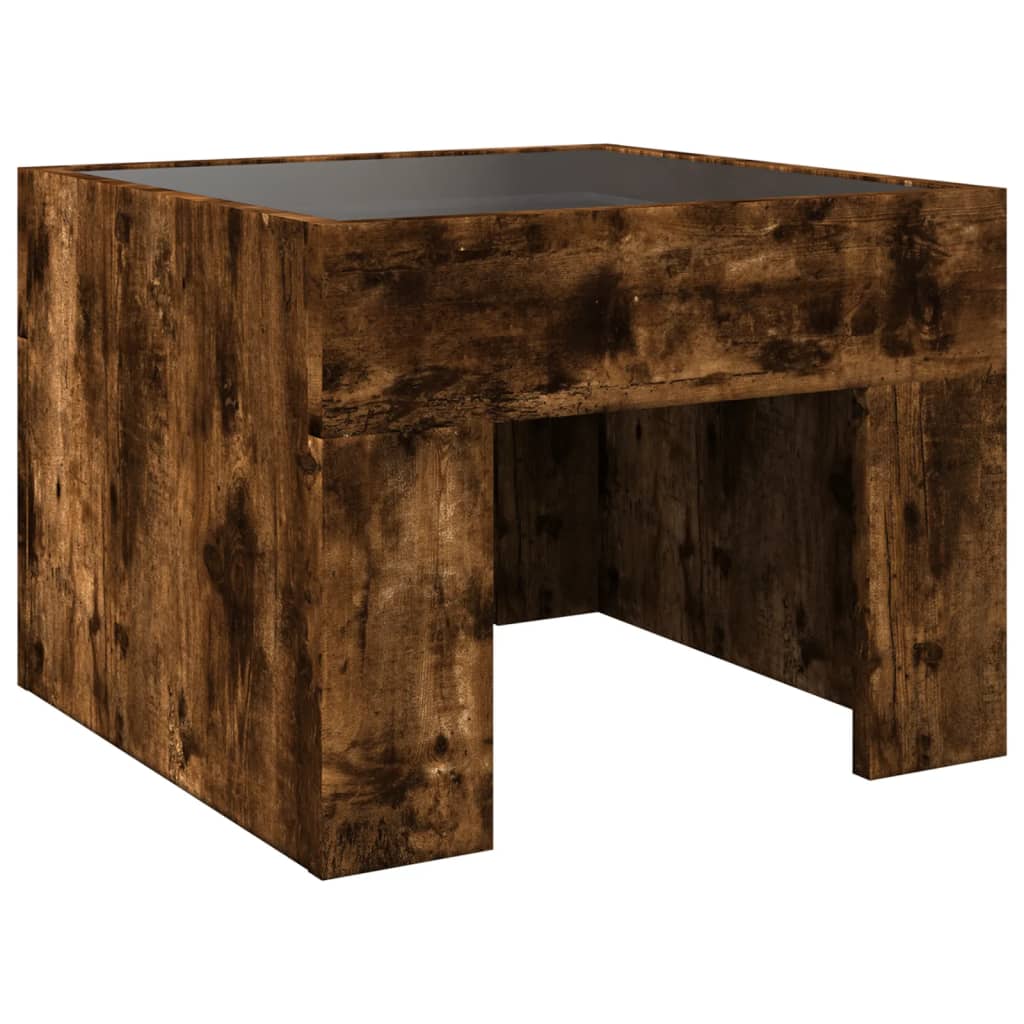 Table de chevet avec LED infini chêne fumé 40x40x30 cm - XIOS