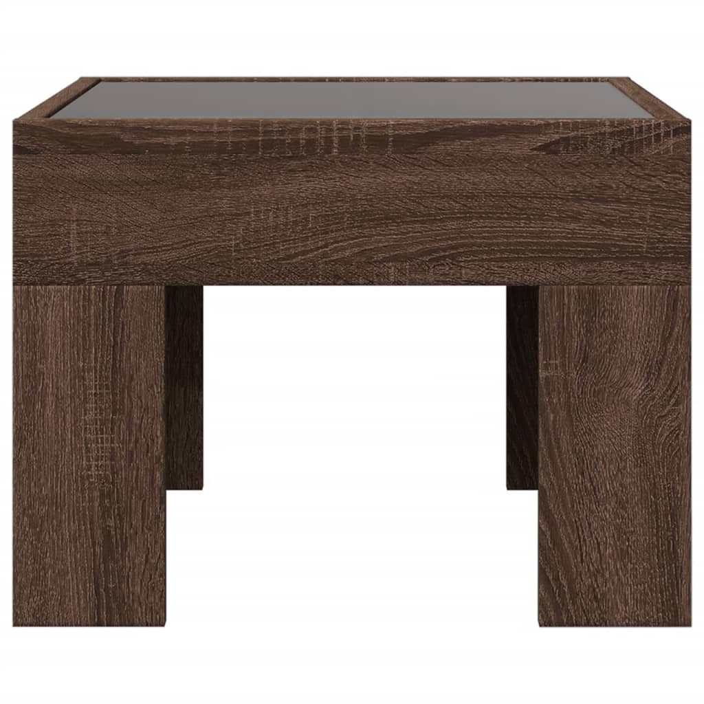 Table de chevet avec LED infini chêne marron 40x40x30 cm - XIOS