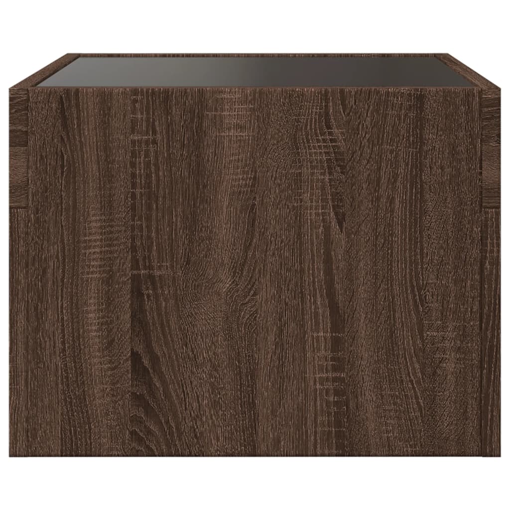 Table de chevet avec LED infini chêne marron 40x40x30 cm - XIOS
