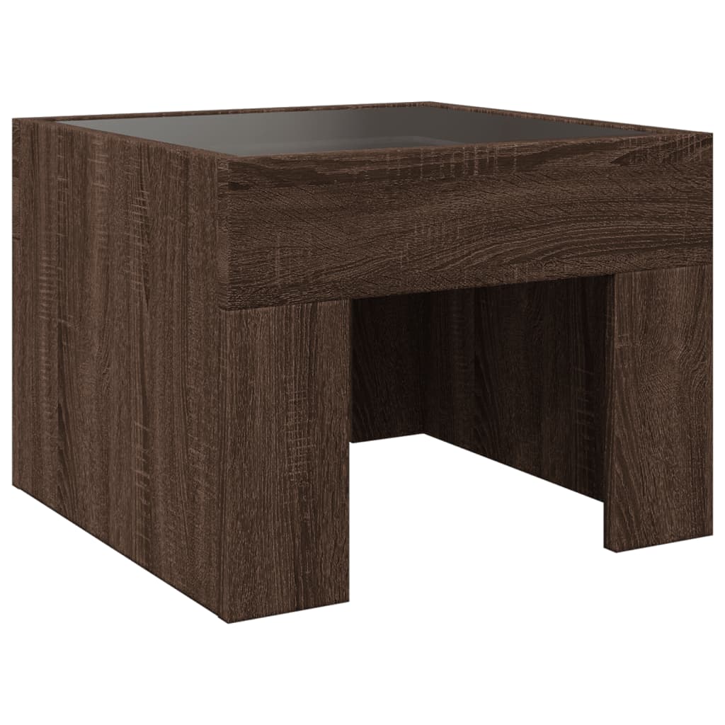 Table de chevet avec LED infini chêne marron 40x40x30 cm - XIOS