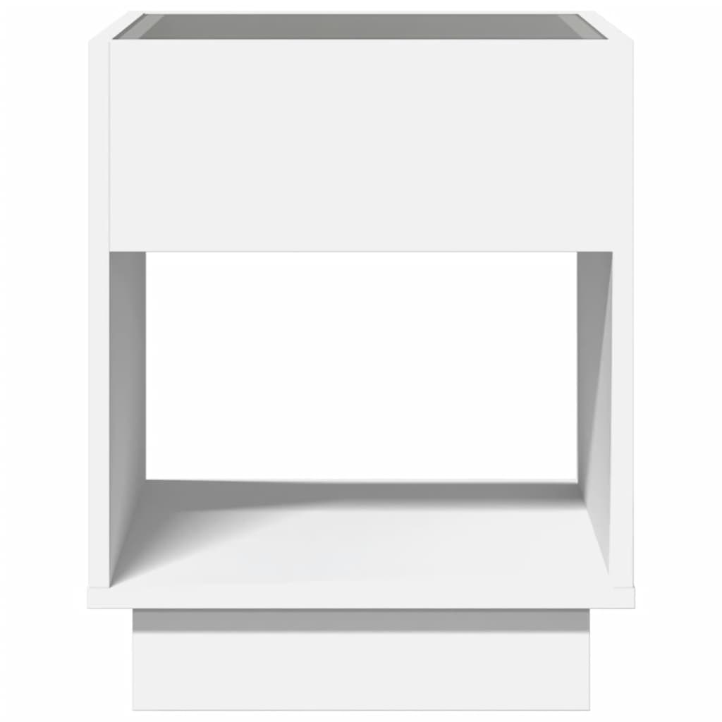 Table de chevet avec LED infini blanc 40x40x50 cm - XIOS