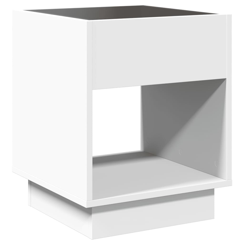 Table de chevet avec LED infini blanc 40x40x50 cm - XIOS