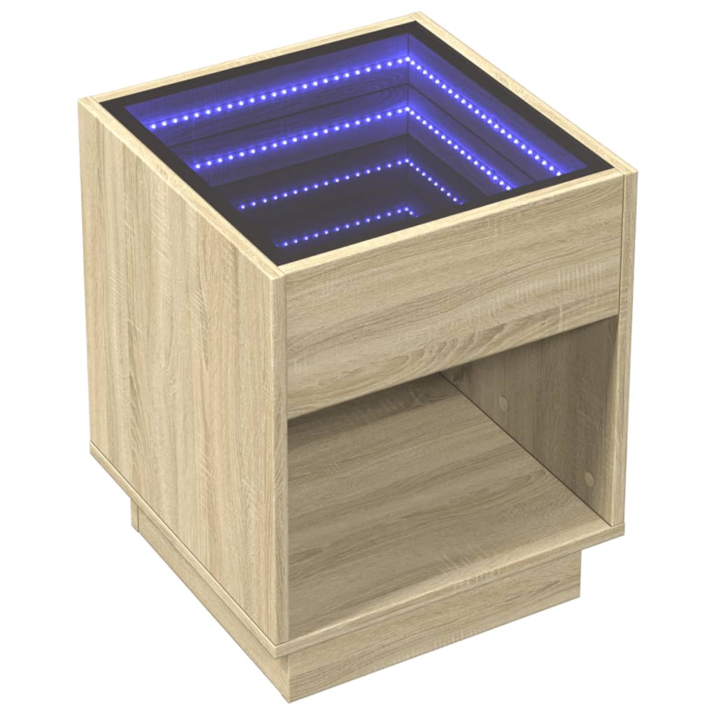 Table de chevet avec LED infini chêne sonoma 40x40x50 cm - XIOS