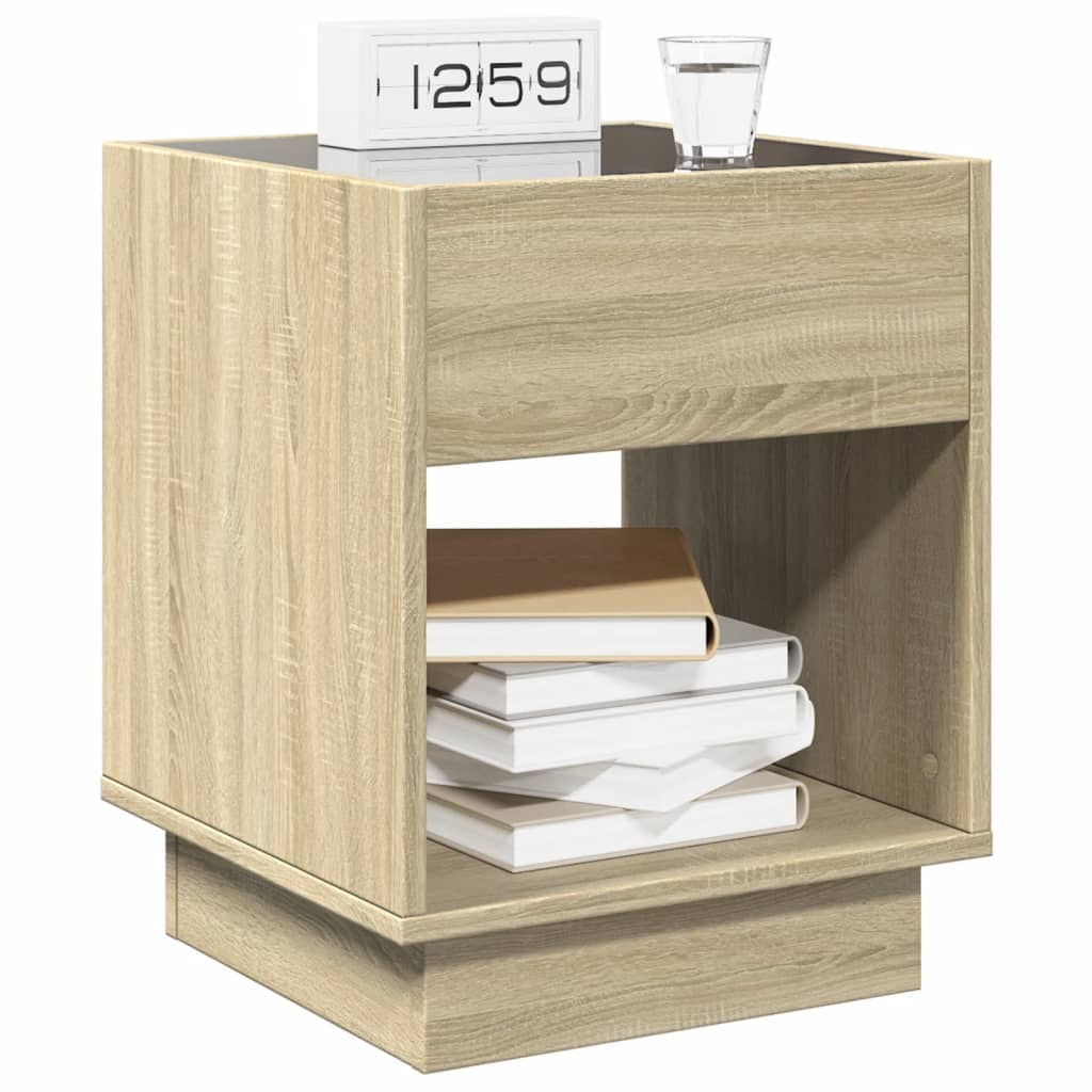 Table de chevet avec LED infini chêne sonoma 40x40x50 cm - XIOS
