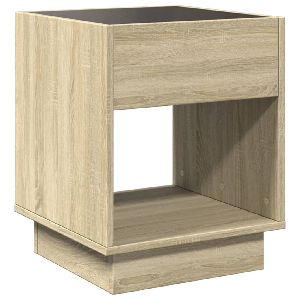 Table de chevet avec LED infini chêne sonoma 40x40x50 cm - XIOS