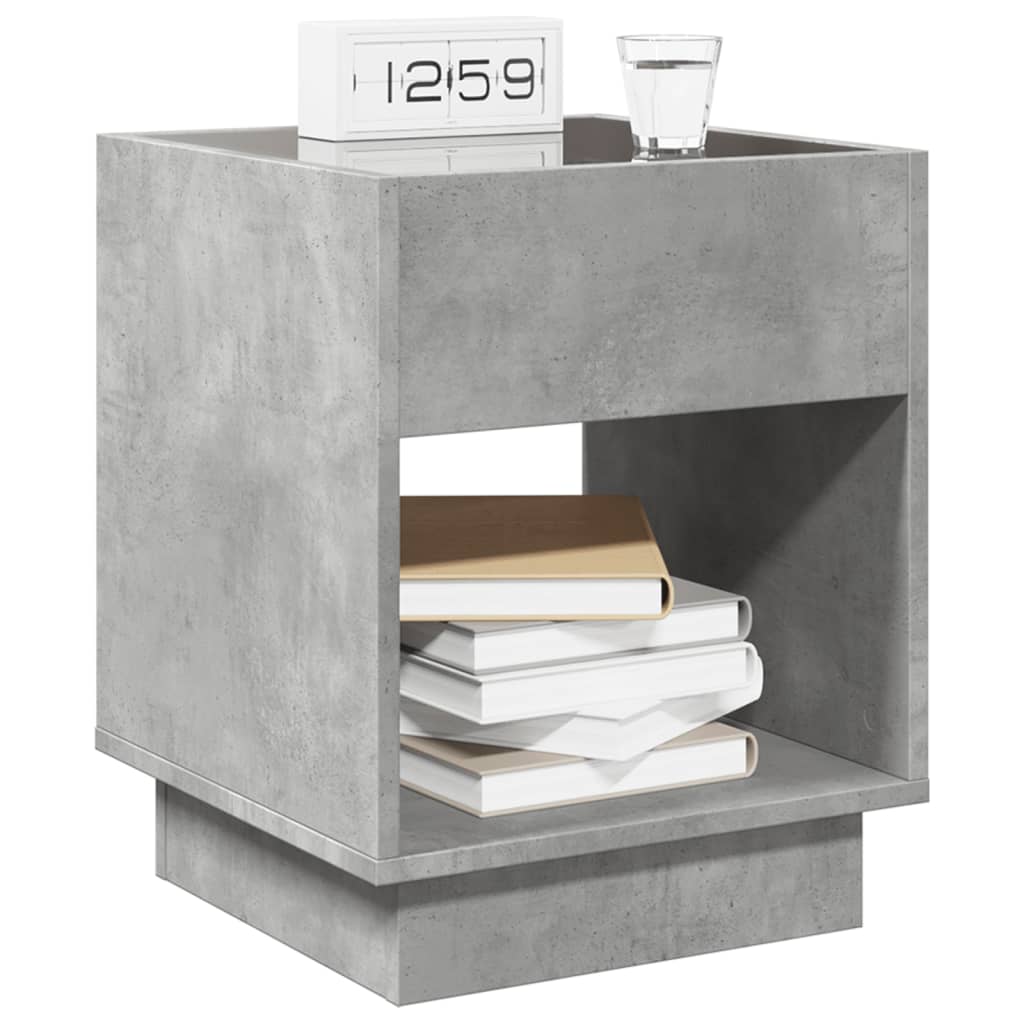 Table de chevet avec LED infini gris béton 40x40x50 cm - XIOS