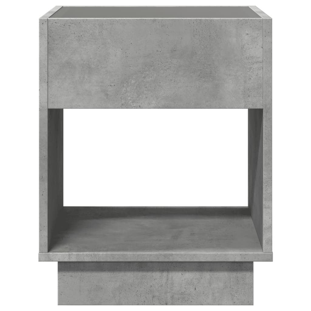 Table de chevet avec LED infini gris béton 40x40x50 cm - XIOS