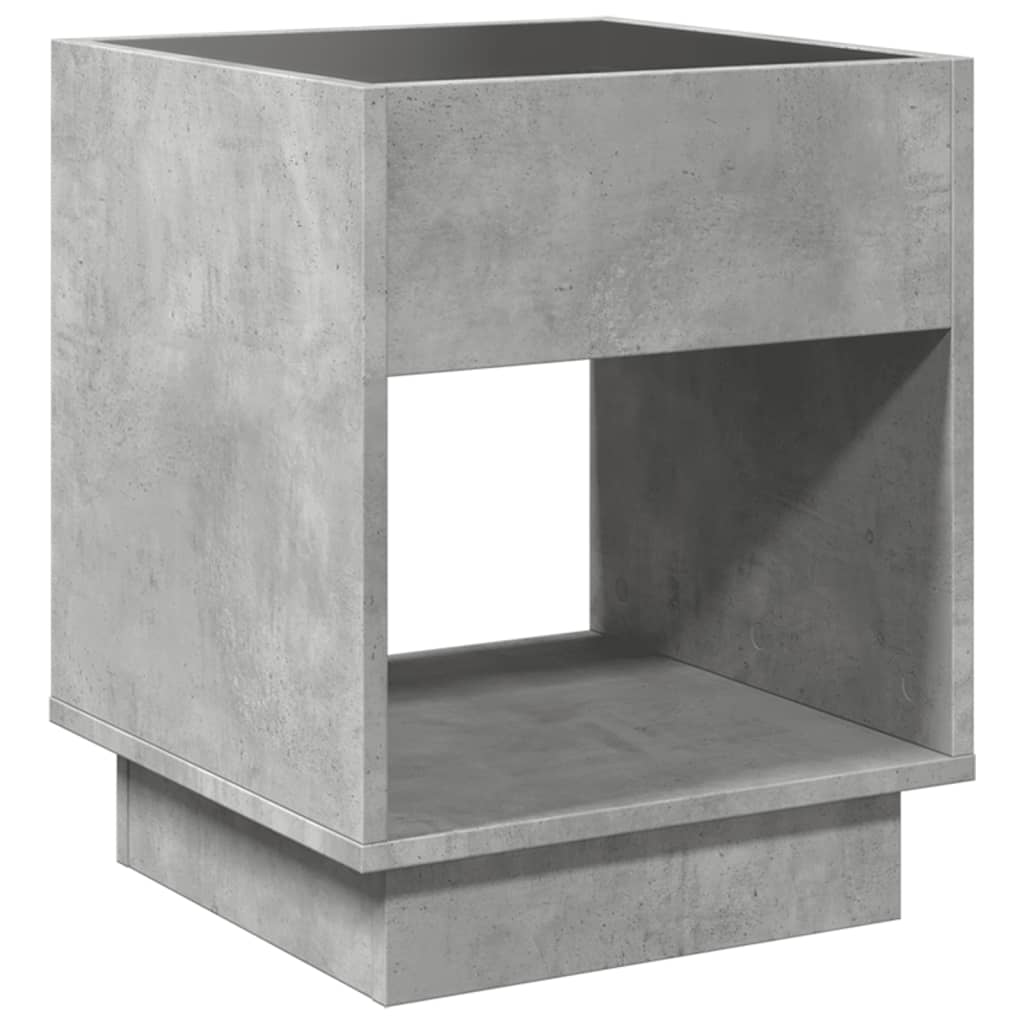 Table de chevet avec LED infini gris béton 40x40x50 cm - XIOS