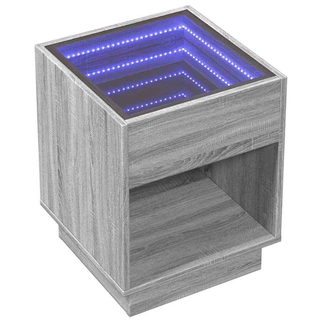 Table de chevet avec LED infini sonoma gris 40x40x50 cm - XIOS