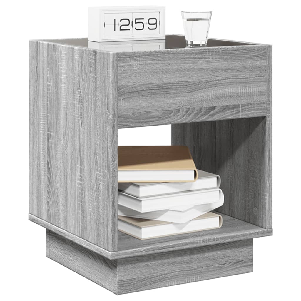 Table de chevet avec LED infini sonoma gris 40x40x50 cm - XIOS