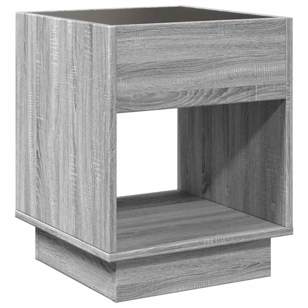 Table de chevet avec LED infini sonoma gris 40x40x50 cm - XIOS