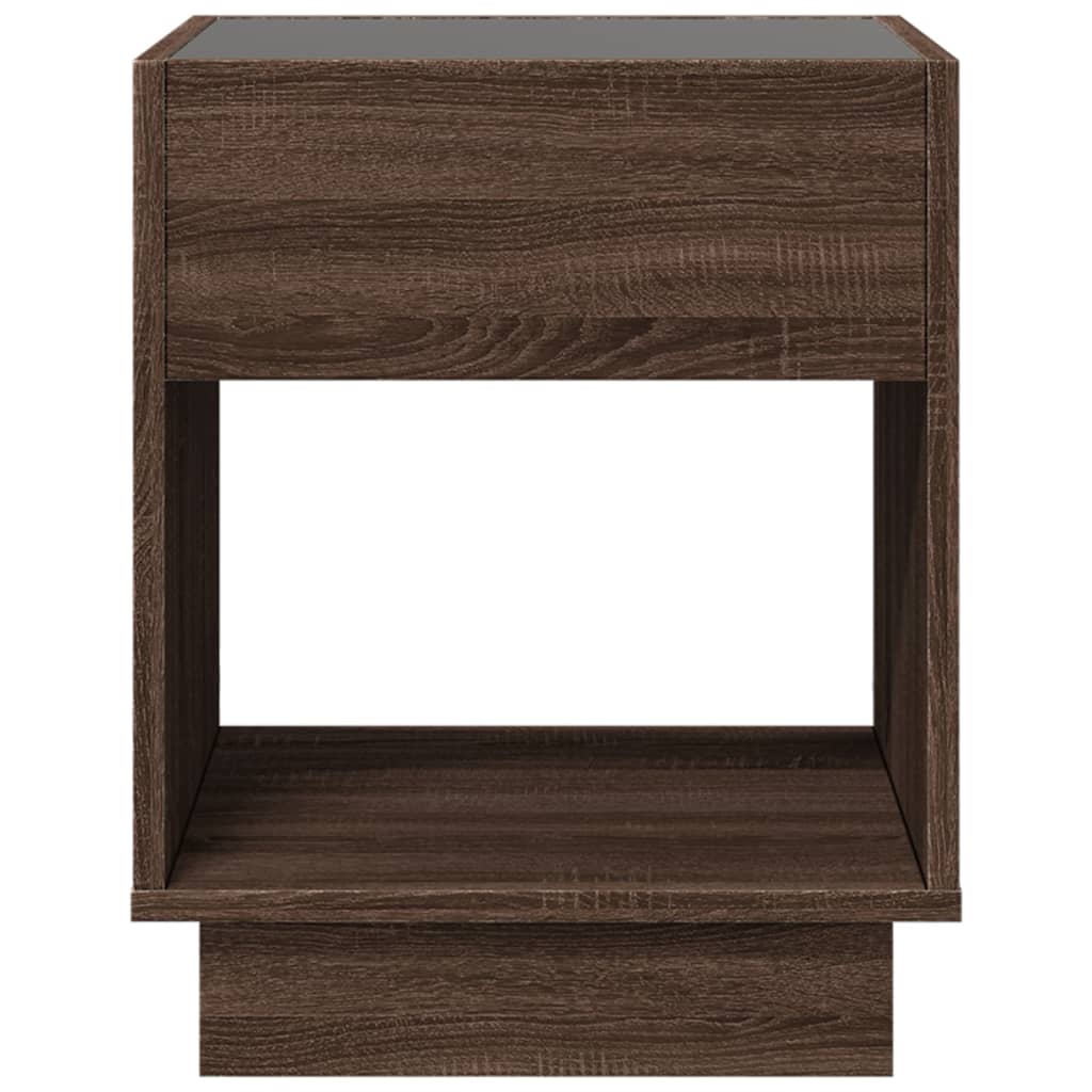 Table de chevet avec LED infini chêne marron 40x40x50 cm - XIOS