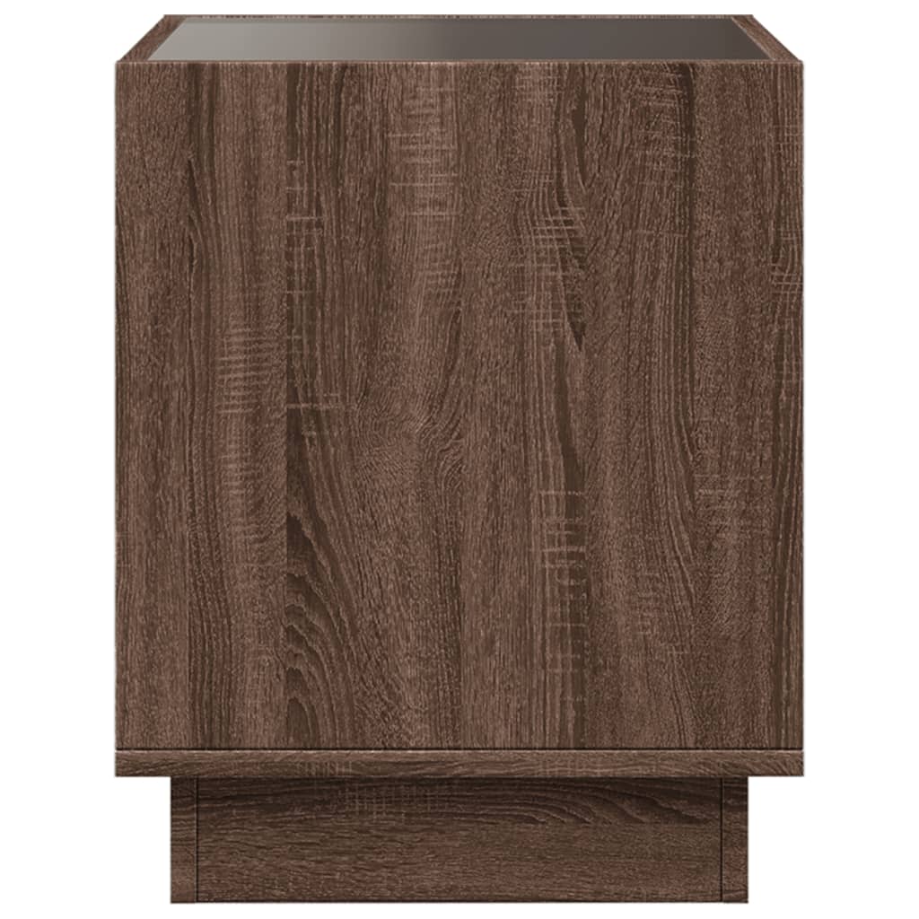 Table de chevet avec LED infini chêne marron 40x40x50 cm - XIOS