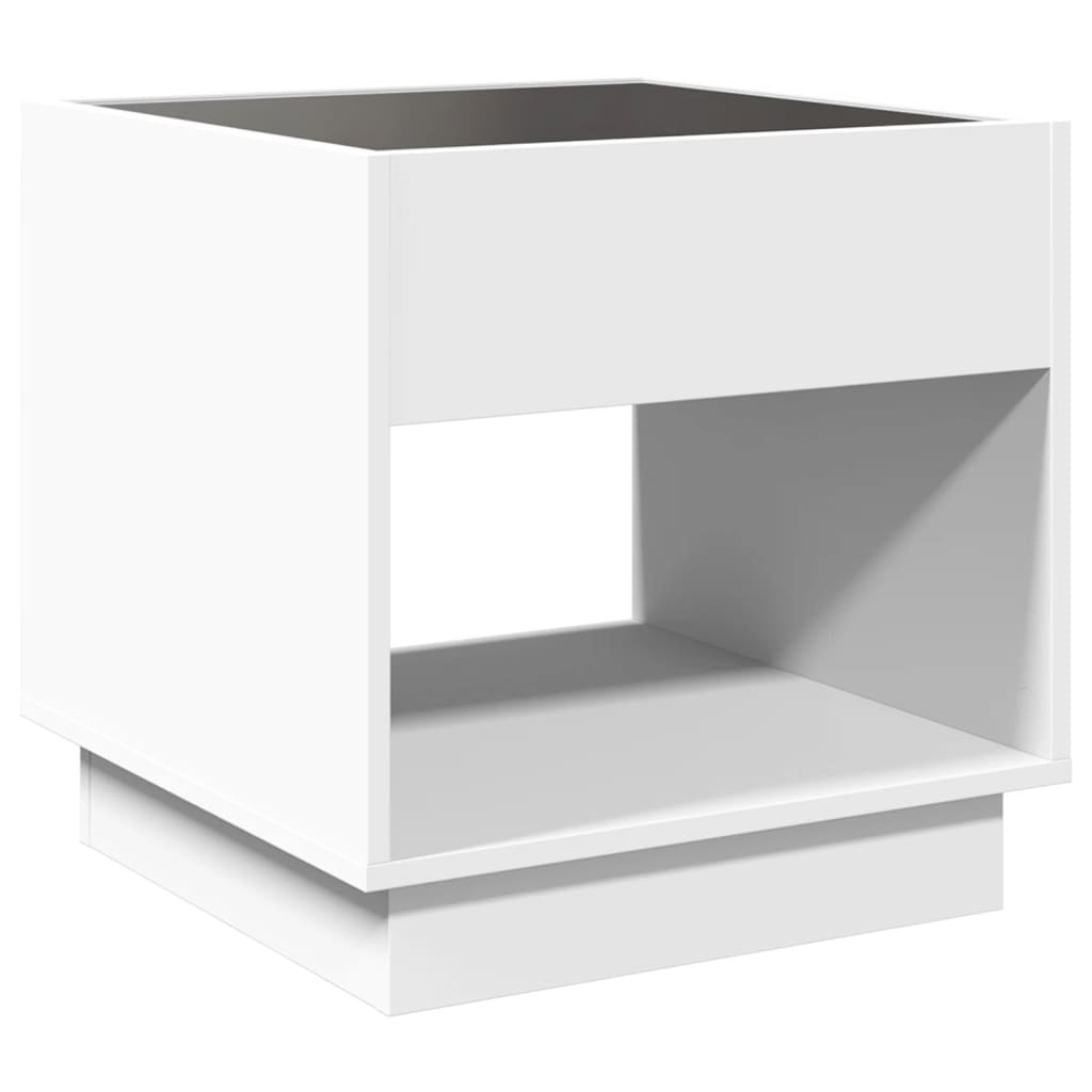 Table de chevet avec LED infini blanc 50x50x50 cm - XIOS