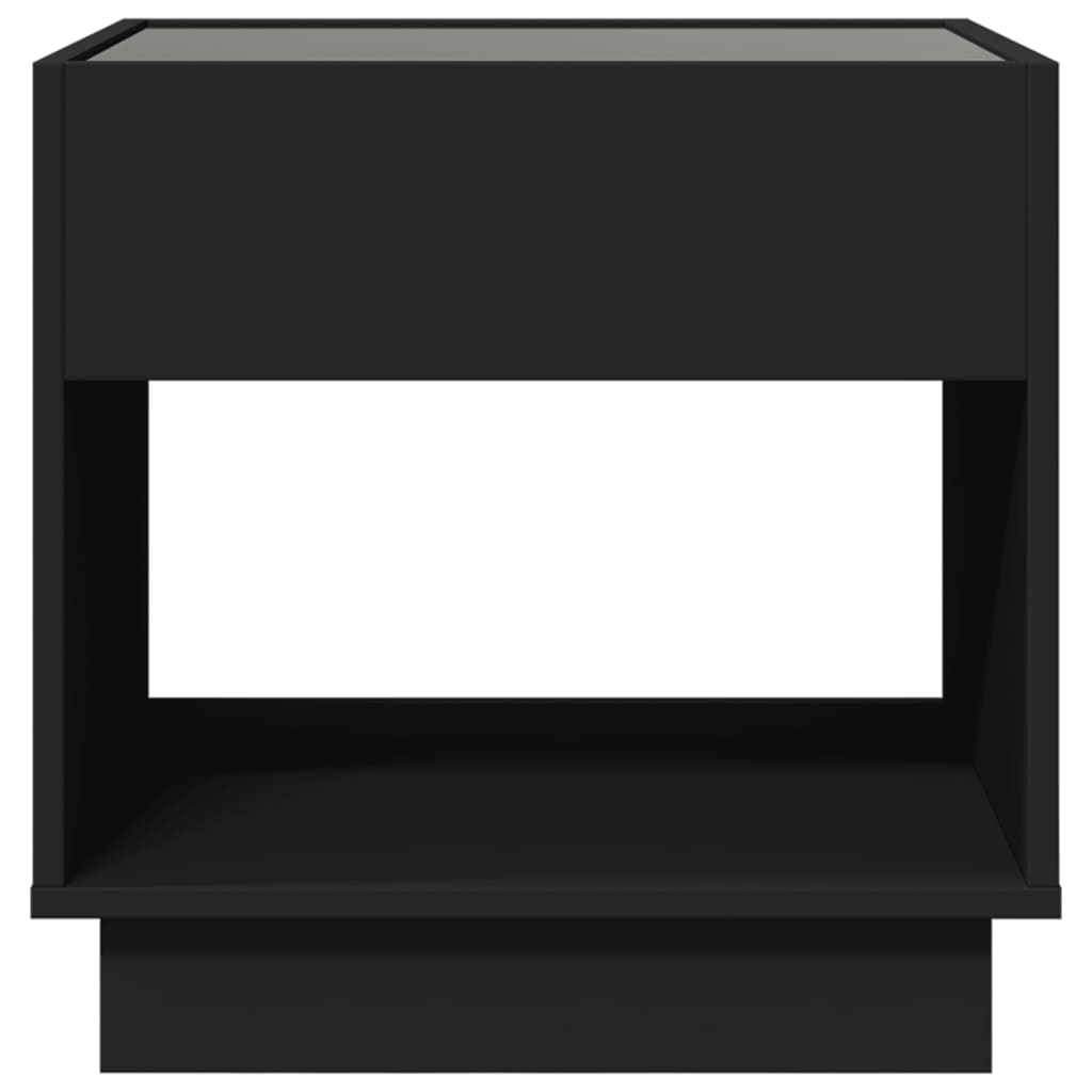 Table de chevet avec LED infini noir 50x50x50 cm - XIOS