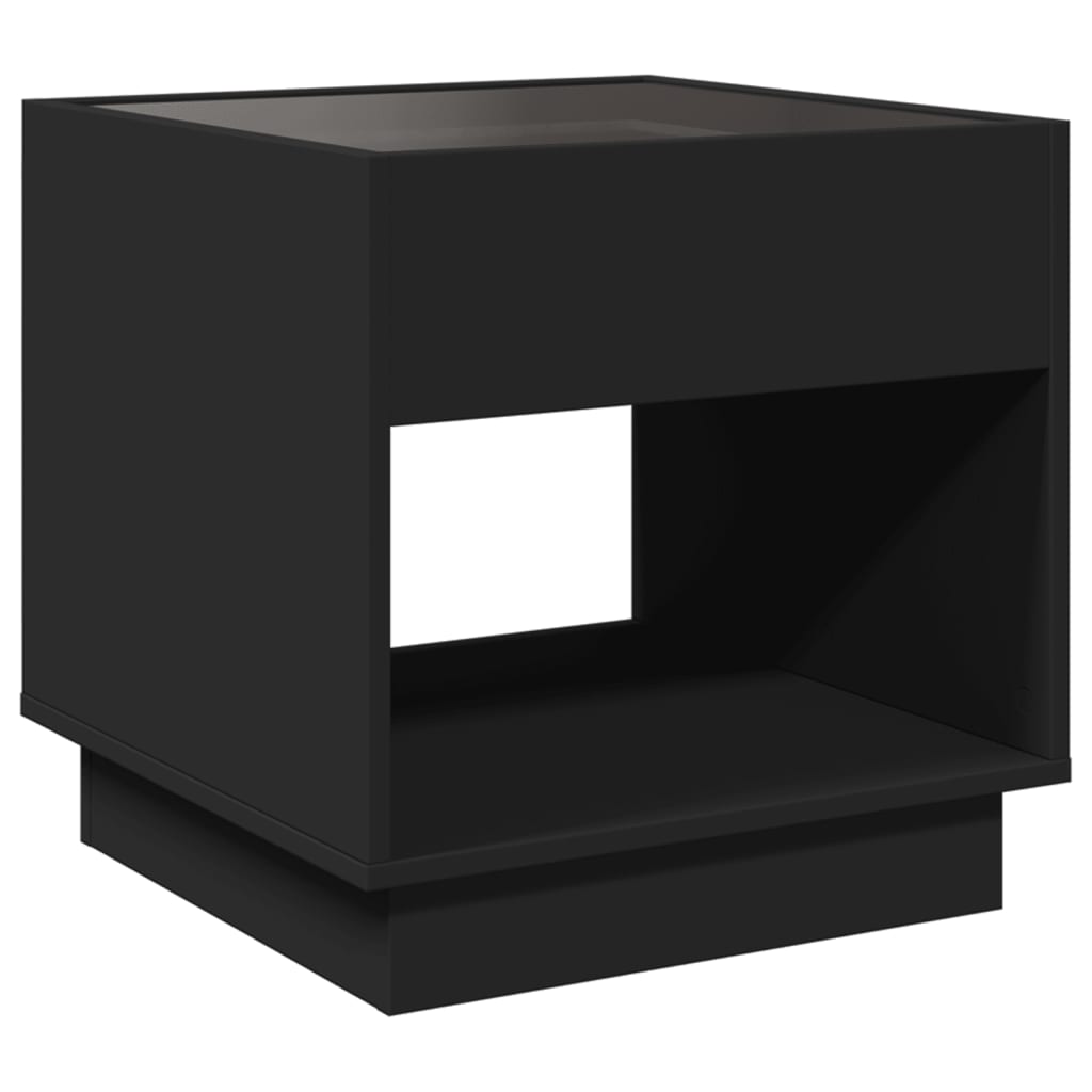 Table de chevet avec LED infini noir 50x50x50 cm - XIOS