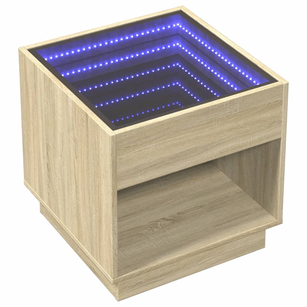 Table de chevet avec LED infini chêne sonoma 50x50x50 cm - XIOS