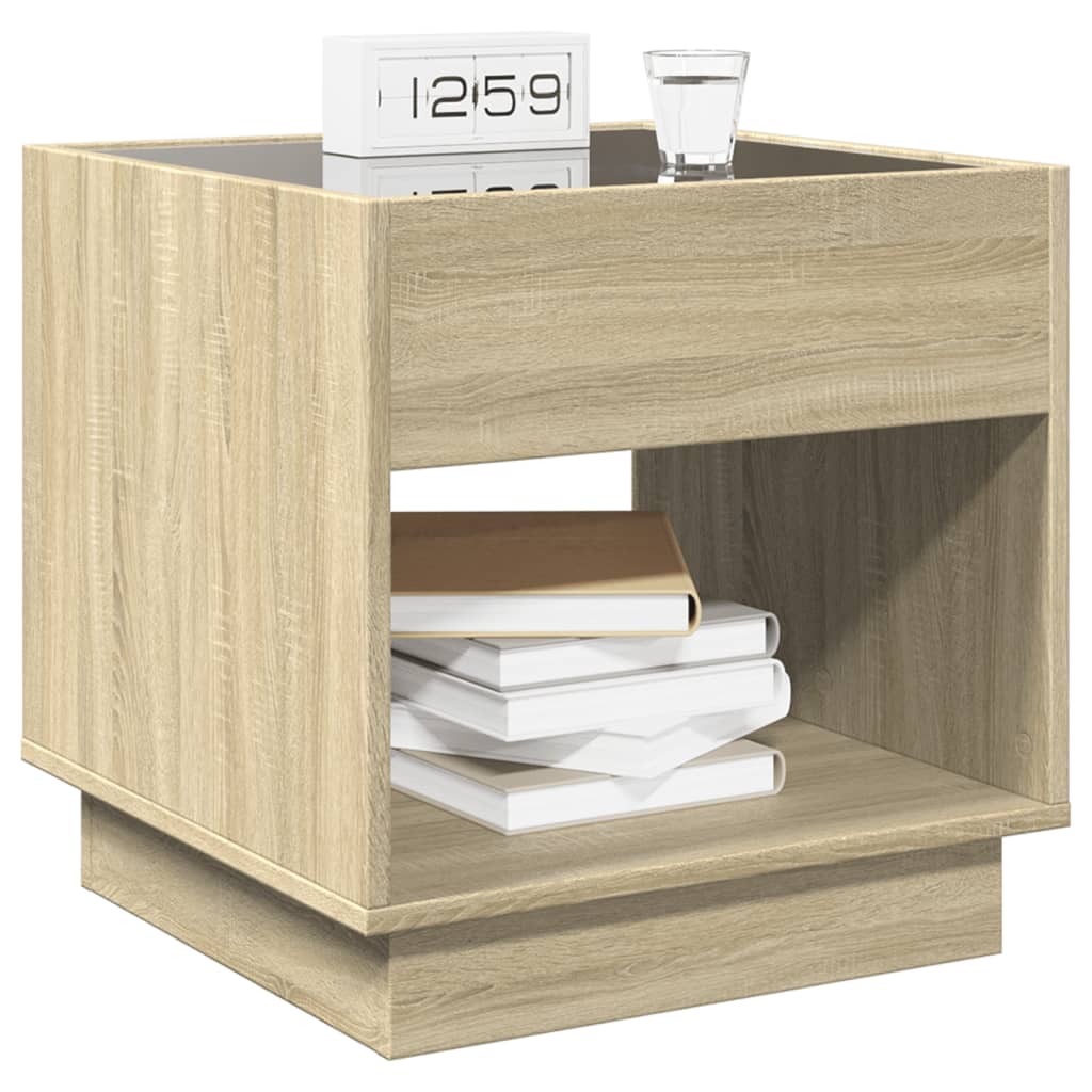 Table de chevet avec LED infini chêne sonoma 50x50x50 cm - XIOS