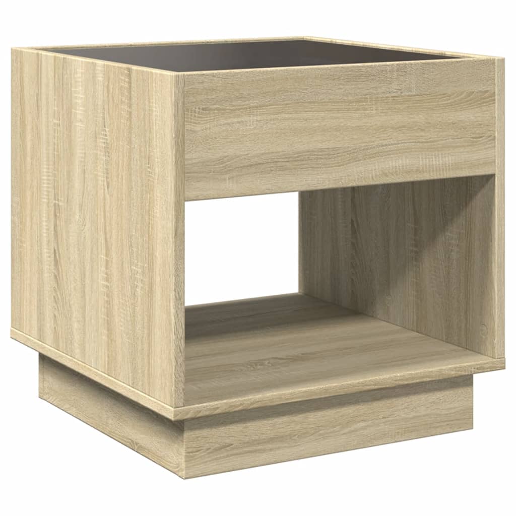 Table de chevet avec LED infini chêne sonoma 50x50x50 cm - XIOS