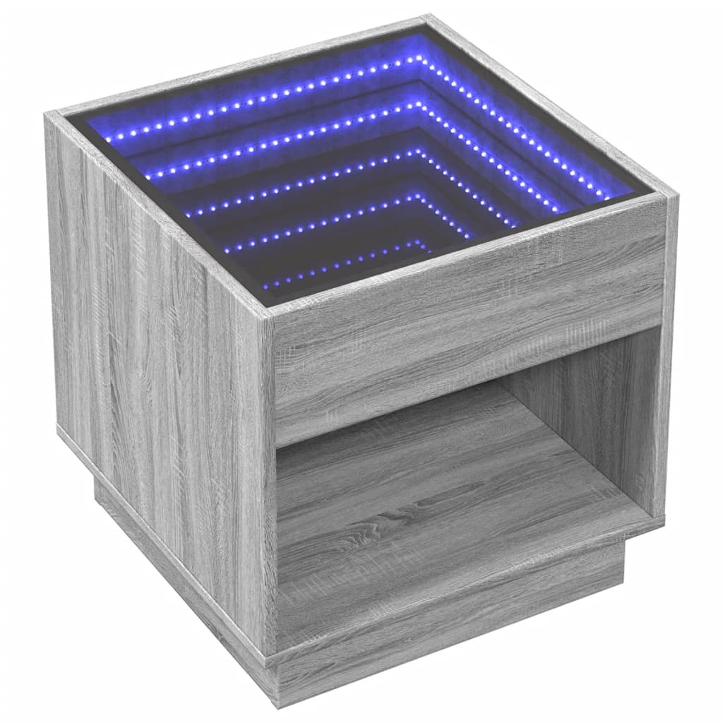 Table de chevet avec LED infini sonoma gris 50x50x50 cm - XIOS