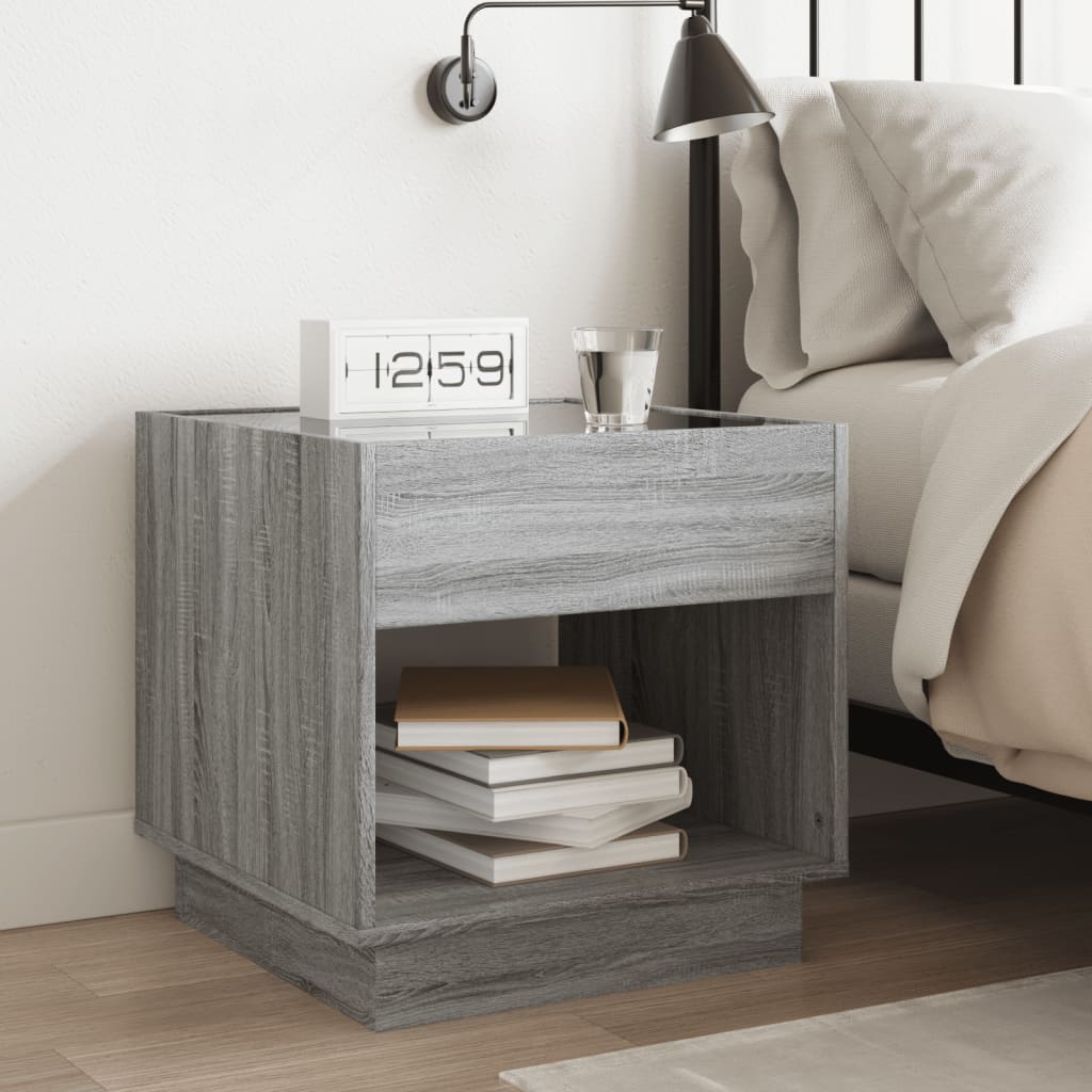 Table de chevet avec LED infini sonoma gris 50x50x50 cm - XIOS