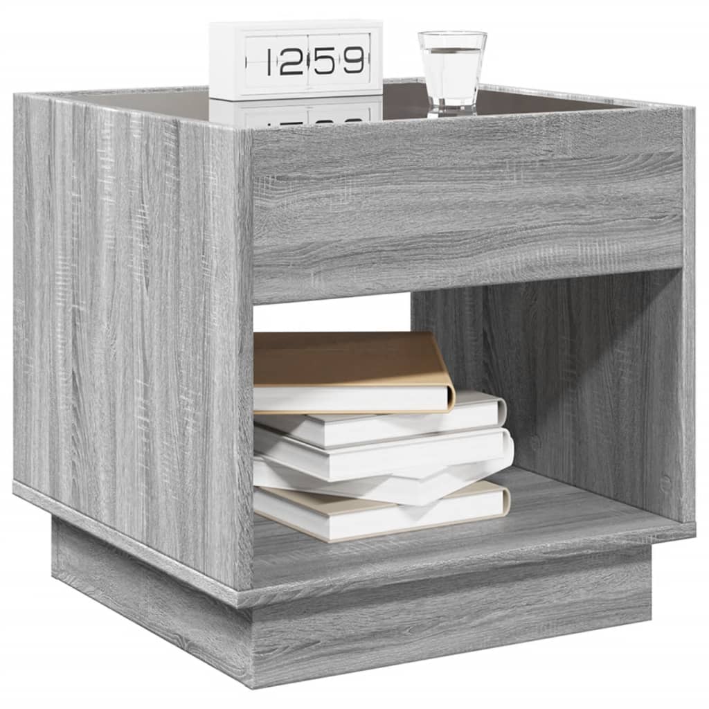 Table de chevet avec LED infini sonoma gris 50x50x50 cm - XIOS
