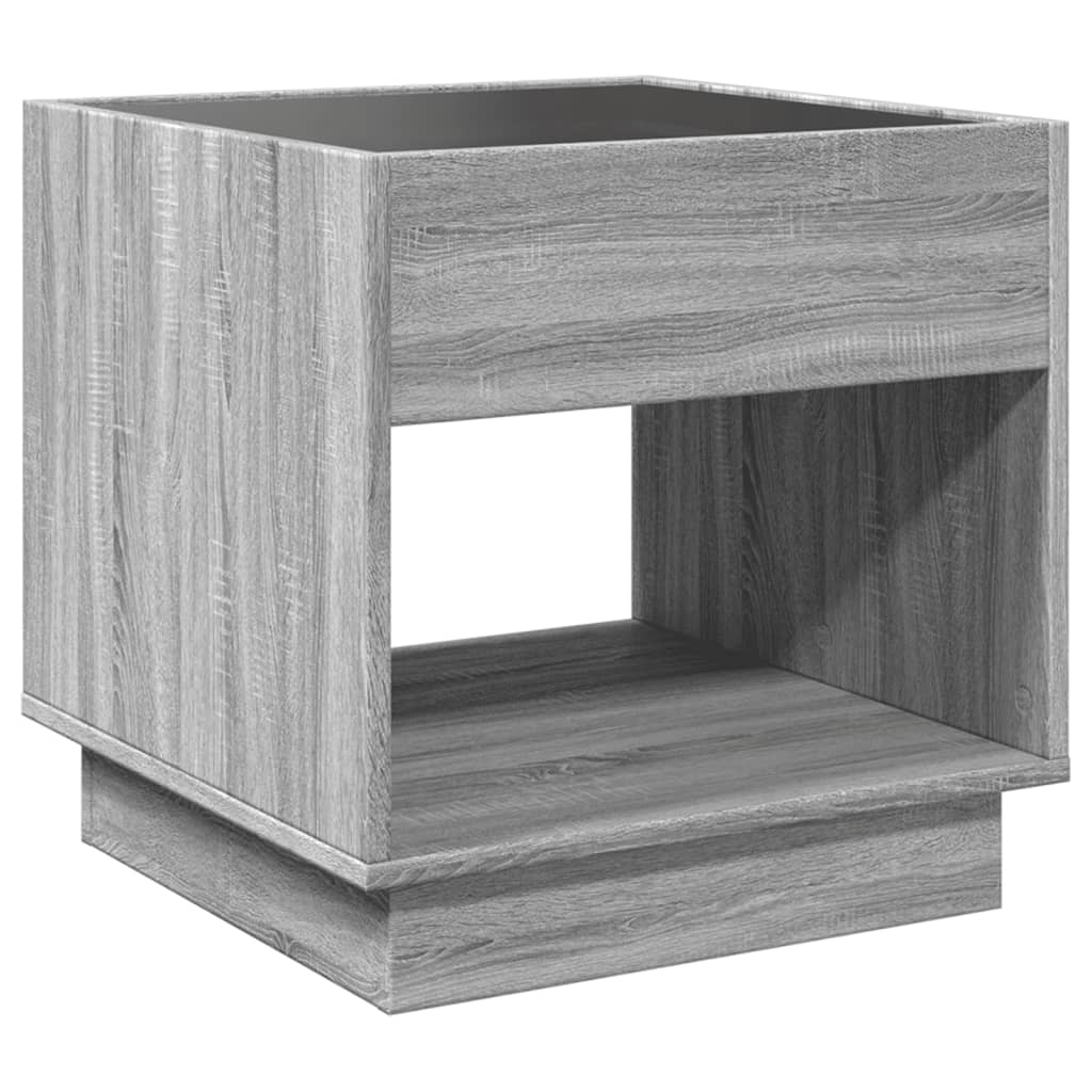 Table de chevet avec LED infini sonoma gris 50x50x50 cm - XIOS