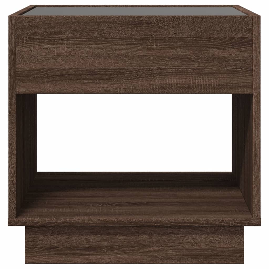 Table de chevet avec LED infini chêne marron 50x50x50 cm - XIOS