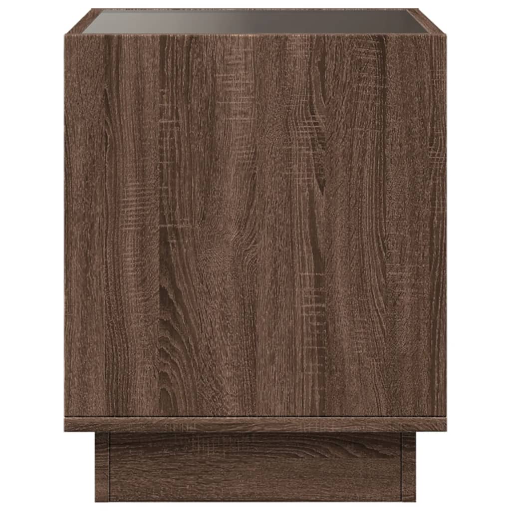 Table de chevet avec LED infini chêne marron 50x50x50 cm - XIOS