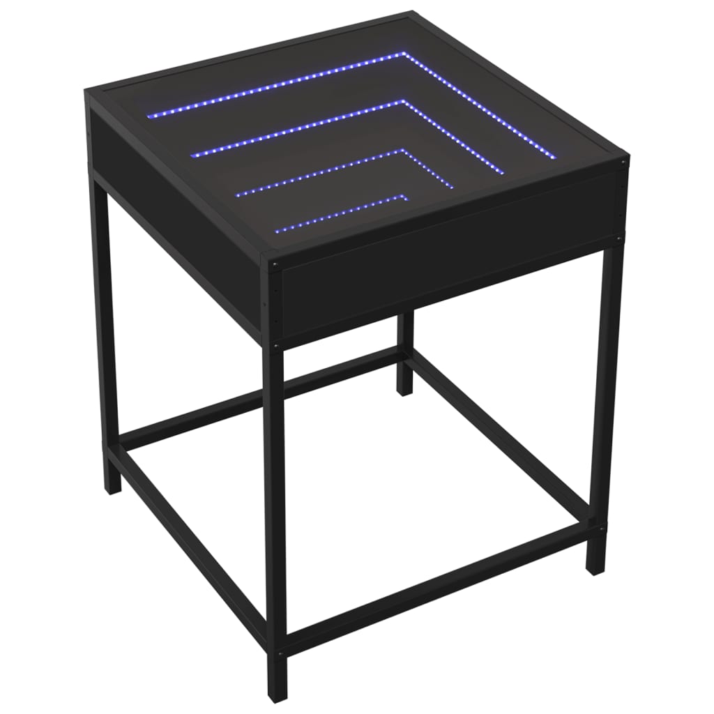 Table de chevet avec LED infini noir 40x40x51 cm - XIOS