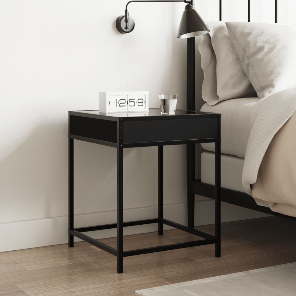 Table de chevet avec LED infini noir 40x40x51 cm - XIOS