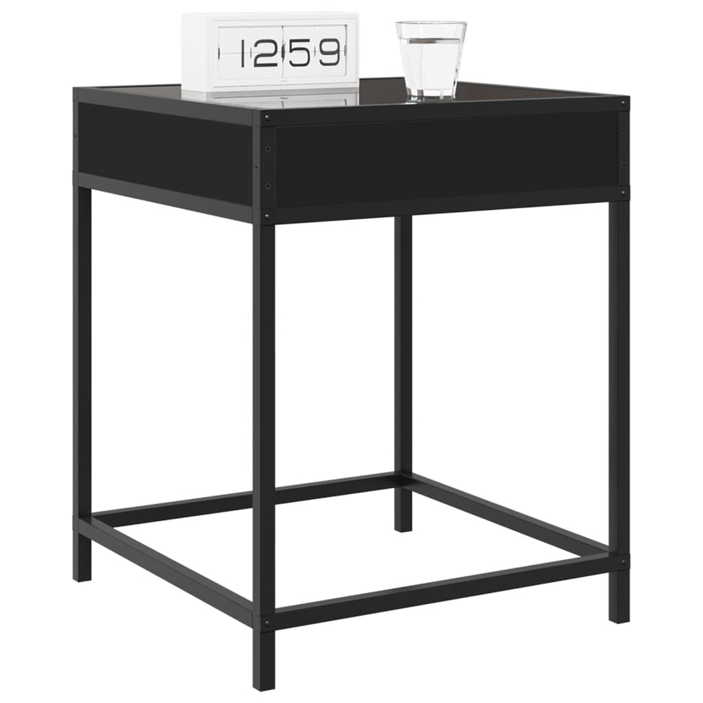 Table de chevet avec LED infini noir 40x40x51 cm - XIOS