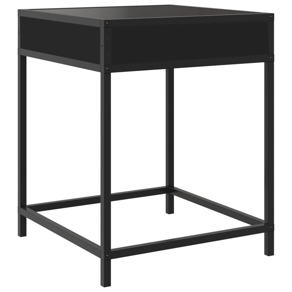 Table de chevet avec LED infini noir 40x40x51 cm - XIOS