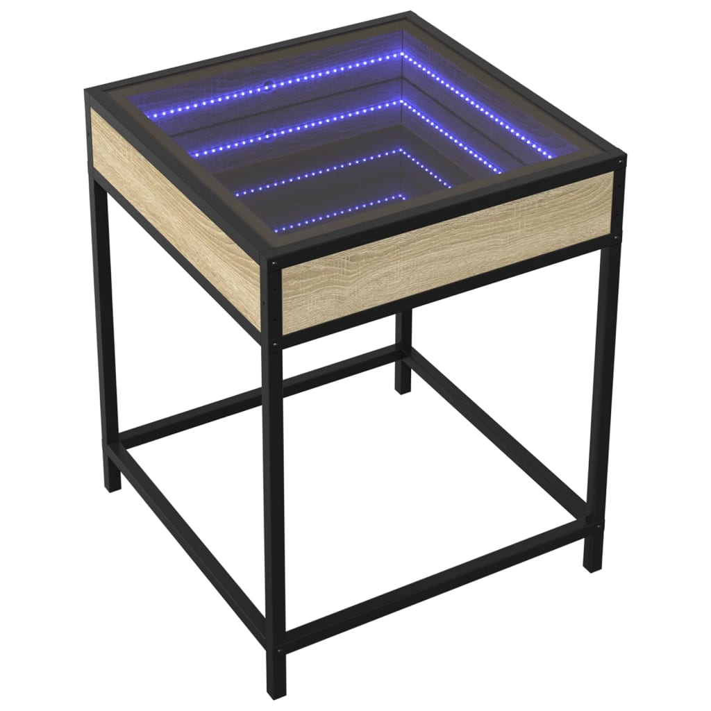Table de chevet avec LED infini chêne sonoma 40x40x51 cm - XIOS