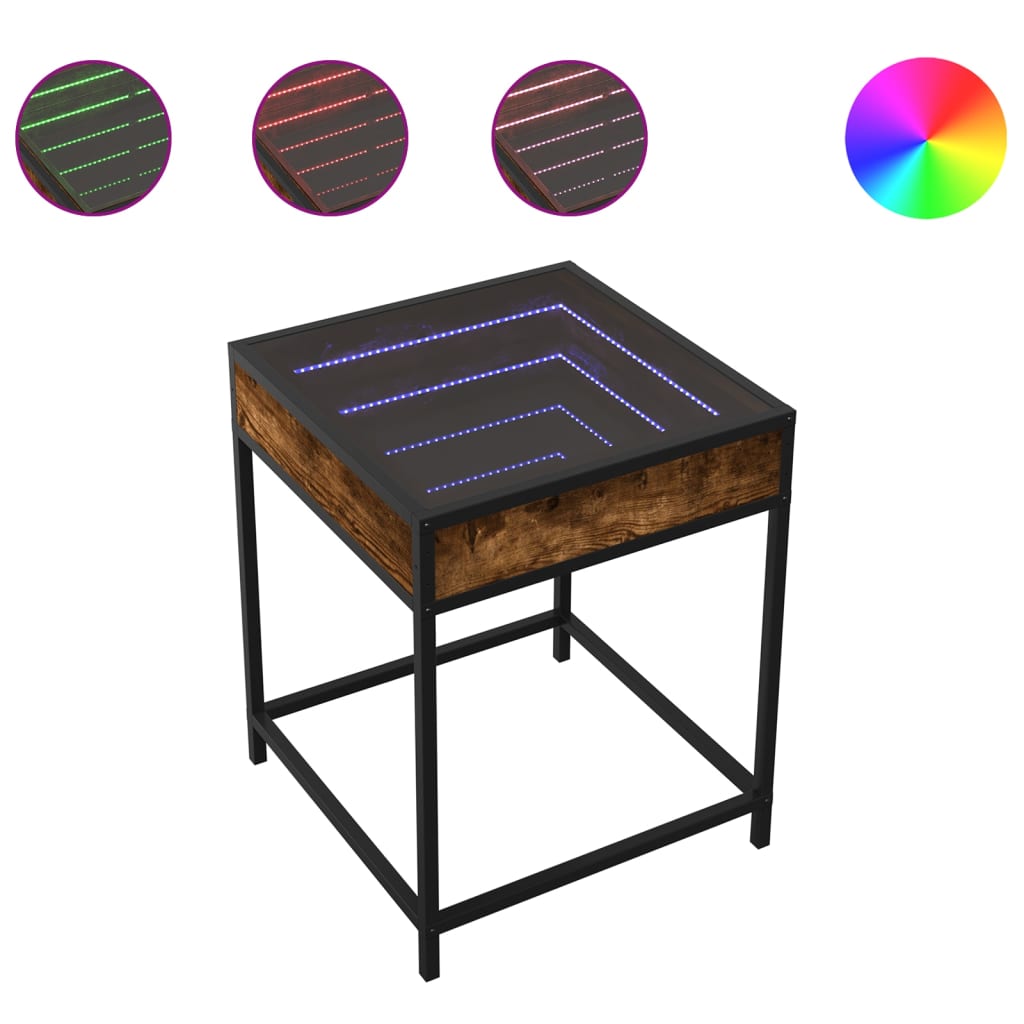 Table de chevet avec LED infini chêne fumé 40x40x51 cm - XIOS