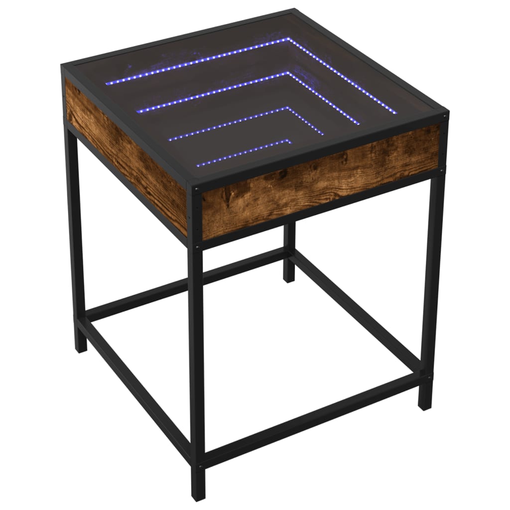 Table de chevet avec LED infini chêne fumé 40x40x51 cm - XIOS