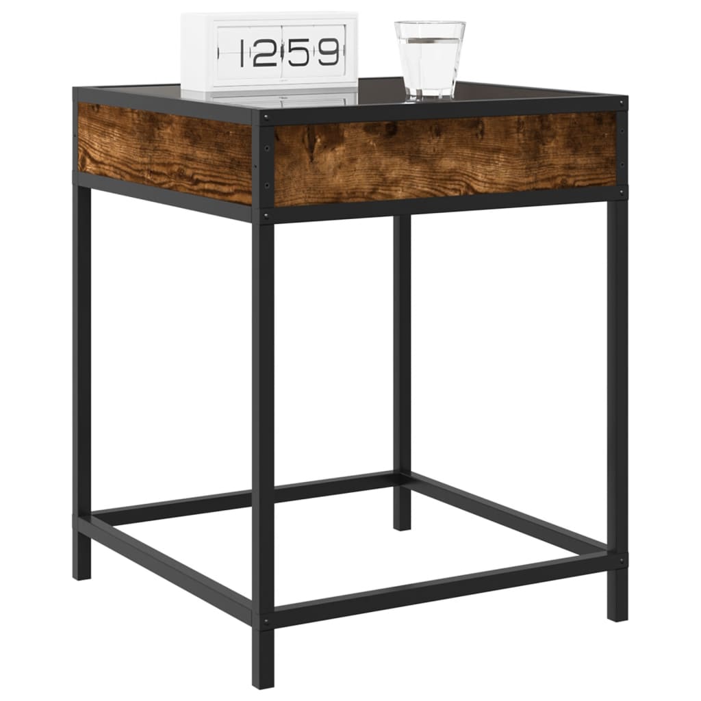 Table de chevet avec LED infini chêne fumé 40x40x51 cm - XIOS